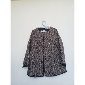 Catherines Womens Plus 0X Quilted Jacket Reversible Black Open Front Duster